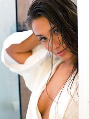 Eva Lovia washes her sweet shaved pussy in the shower