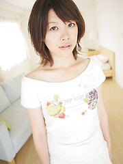 Cute girl from Tokyo Mayu Takeuchi exposes her sweet pussy for you