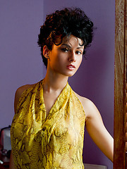 Seductive, elegant appeal with slender yet gorgeous body with magnificent puffy nipples and sexy legs, Pammie Lee makes provides a lot to fantasize about as she strips her hot yellow dress for this sizzling series. 