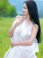 A sensual, arousing striptease in the open by the sultry, sexy Leona with curvy body, huge labia, and magnificent perky tits.