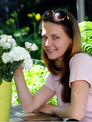 Dana solo posing in the garden