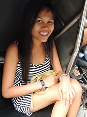Friendly Filipina welcomes tourist with sexy striptease