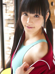 Yuri Hamada Asian slowly takes her sports equipment off for you