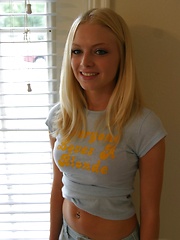 Everyone loves a blonde like Skye who loves to tease with her tight teen body