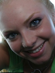 Petite blonde Skye Model is out having fun in a tight top and jeans