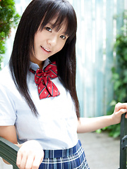 Miho Morita Asian in school uniform loves flowers and fresh air