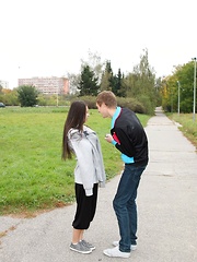 Cutie banging the fitness trainer after a long outdoor run
