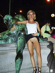 Night public nudity of a young girls on a city streets